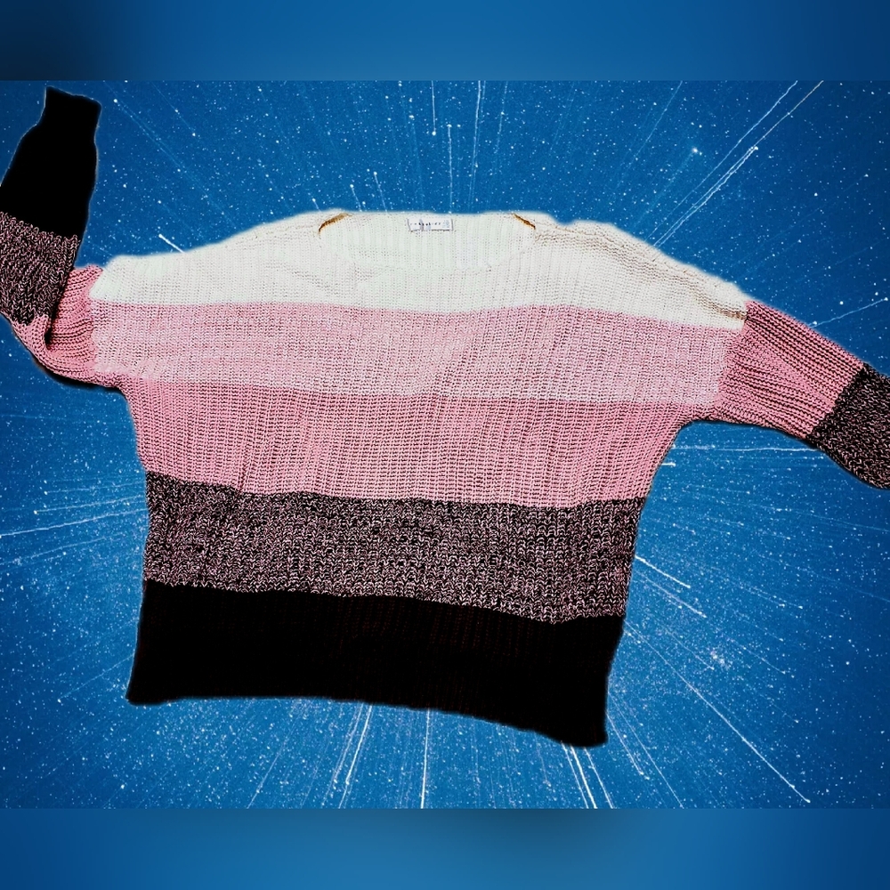 Retrology Pink and Black Striped Sweater